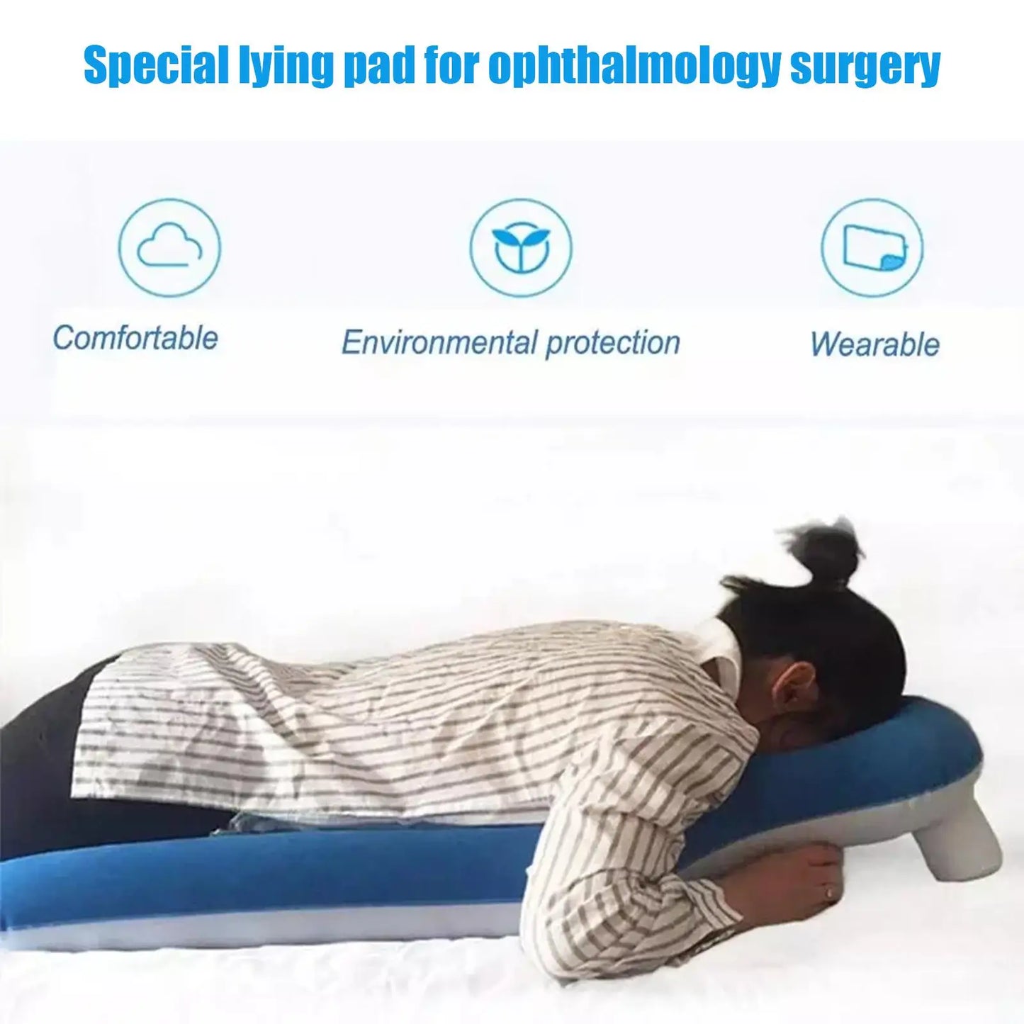Inflatable Face Down Pillow for Eye Surgery Recovery - Portable Prone Pillow for Vitrectomy and Retina Sleeping Support