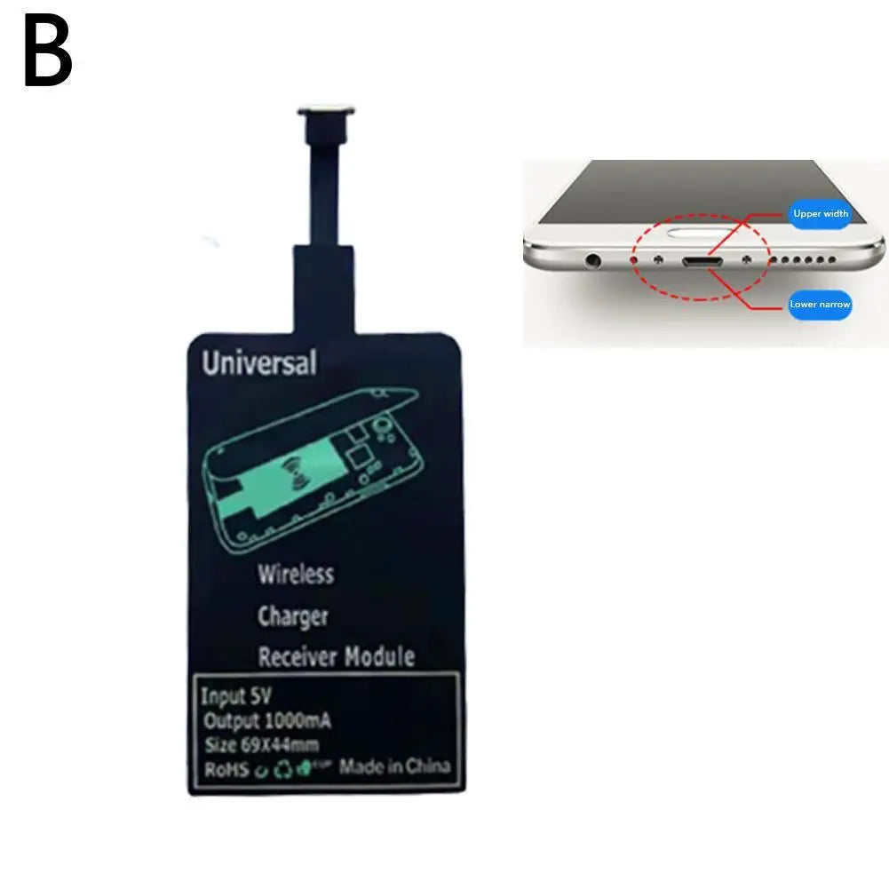 Type-C Wireless Charging Receiver Patch – Universal Android Fast Charging Adapter for Mobile Phones, Slim USB-C Receiver Sticker