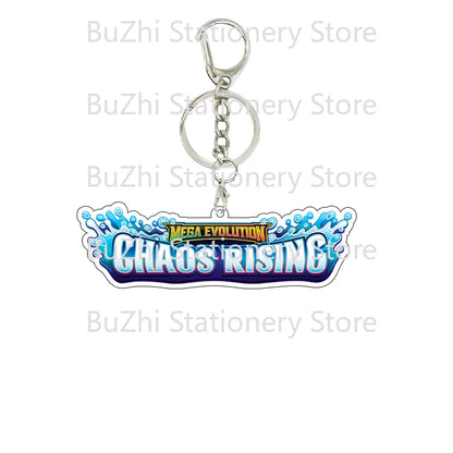 Anime Mega Evolution Acrylic Keychain 5cm – PTCG PKM Cartoon Game Logo Bag Charm Pendant Gift Toy for Boys & Girls Collection