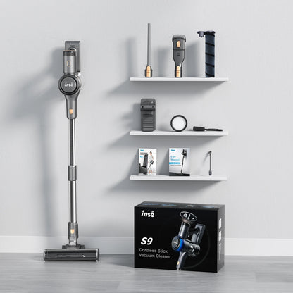 INSE S9 Stick Cordless Vacuum Cleaner - 400W, 30KPa Suction, Up to 55 Mins Runtime, 9-in-1 for Hardwood, Pet Hair, Home and Car