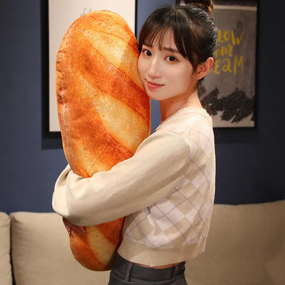 French Bread Plush Pillow - Cute Food Stuffed Cushion Party Decor Sleeping Companion Gift for Men & Home
