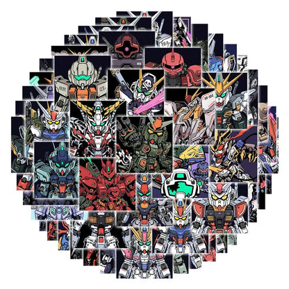 10/30/60-Piece Gundam Anime Sticker Set - Waterproof Graffiti Decals for Phones, Luggage, Helmets, Bikes, and DIY Stationery