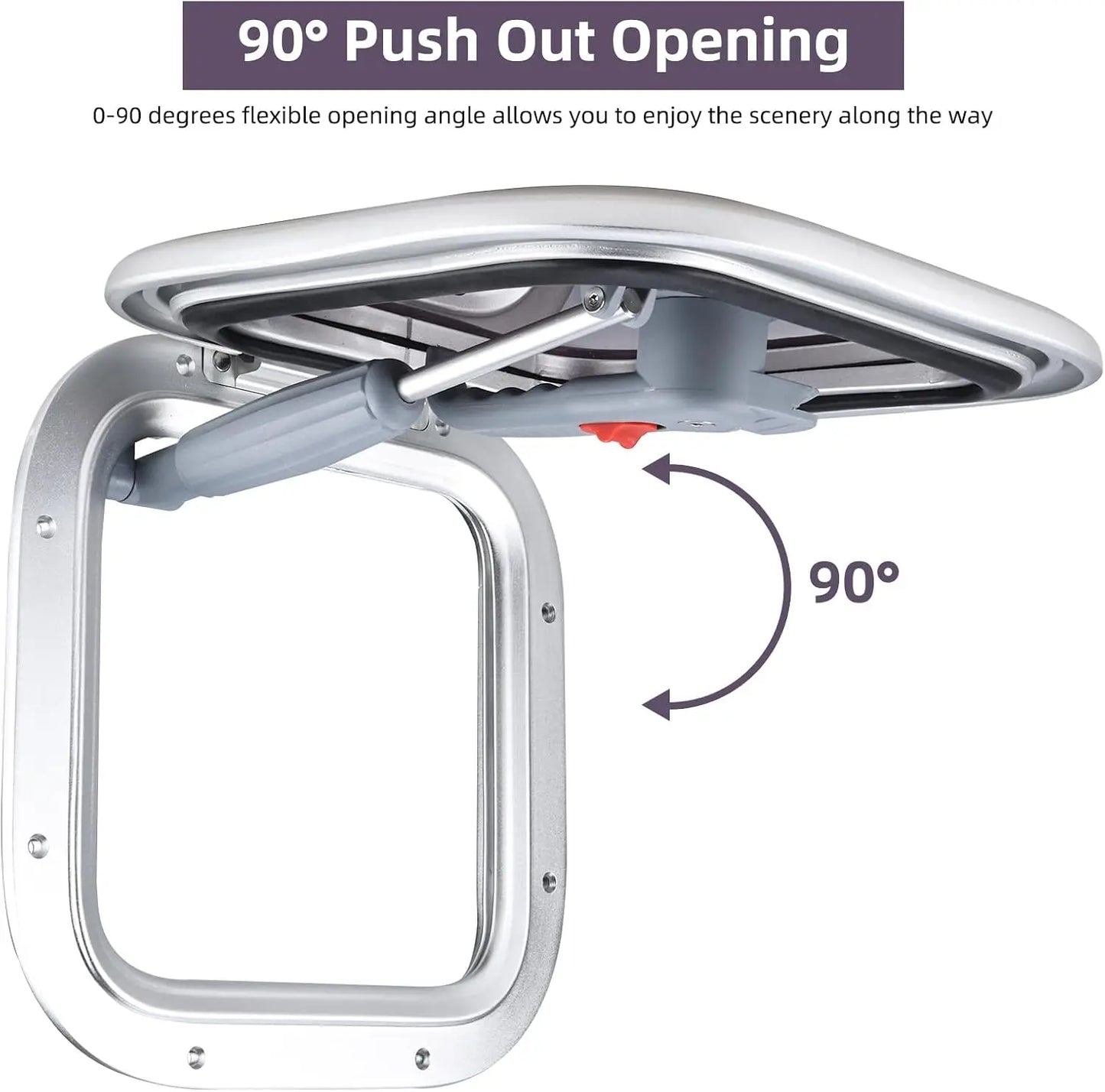 10.8"x10.8" Aluminum Alloy Boat Square Porthole | Push-Out Deck Hatch Window for Yacht & RV