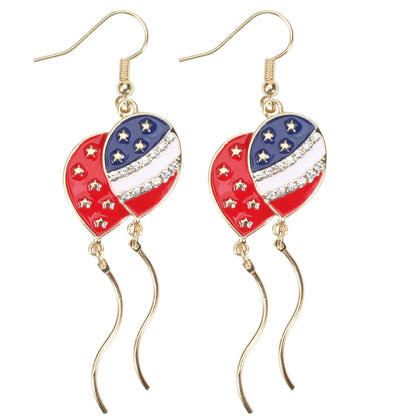 USA Flag Heart Star Cross Earrings - Patriotic Independence Day Dangle Jewelry for Women