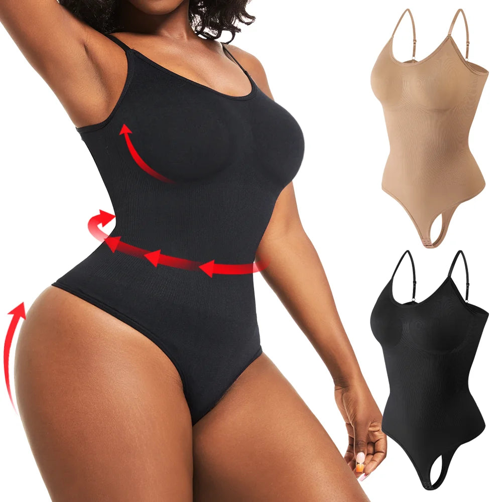 Women's Shapewear Bodysuit - Tummy Control Thong Body Shaper with Butt Lifter Compression Slimming Fit