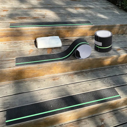 Glow in the Dark Anti-Slip Traction Tape Green Stripe Abrasive Adhesive Stair Tread Safety Grip Tape for Indoor & Outdoor Use
