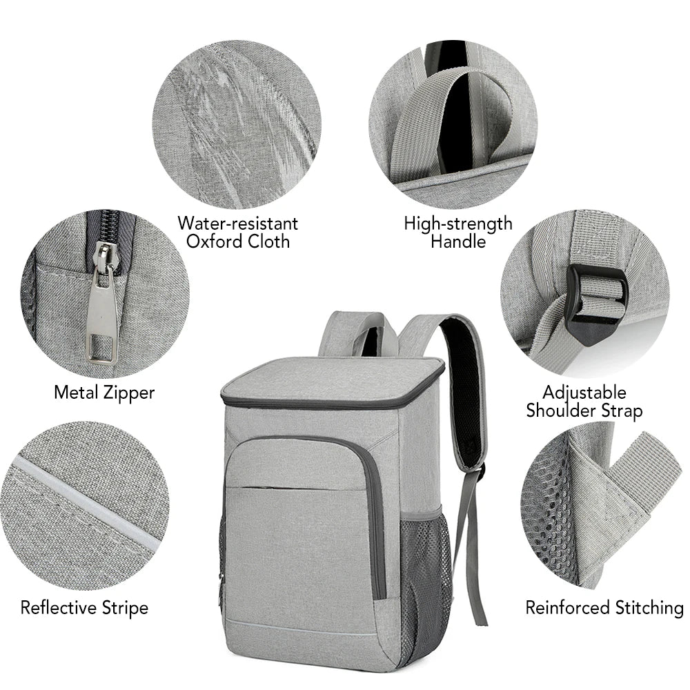 30L Leakproof Insulated Cooler Backpack: Perfect for Outdoor Camping, Hiking, Picnics, and Beach - Food Insulation Lunch Bag