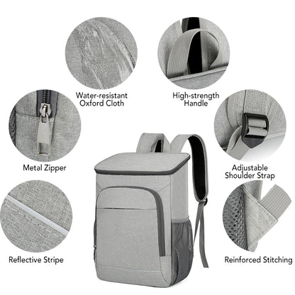 30L Leakproof Insulated Cooler Backpack: Perfect for Outdoor Camping, Hiking, Picnics, and Beach - Food Insulation Lunch Bag