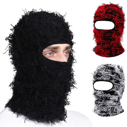 Full Face Cover Ski Mask Balaclava | Distressed Knitted Beanie for Men and Women | Camouflage Winter Hat | Warm Windproof Bicycle Neck Cover