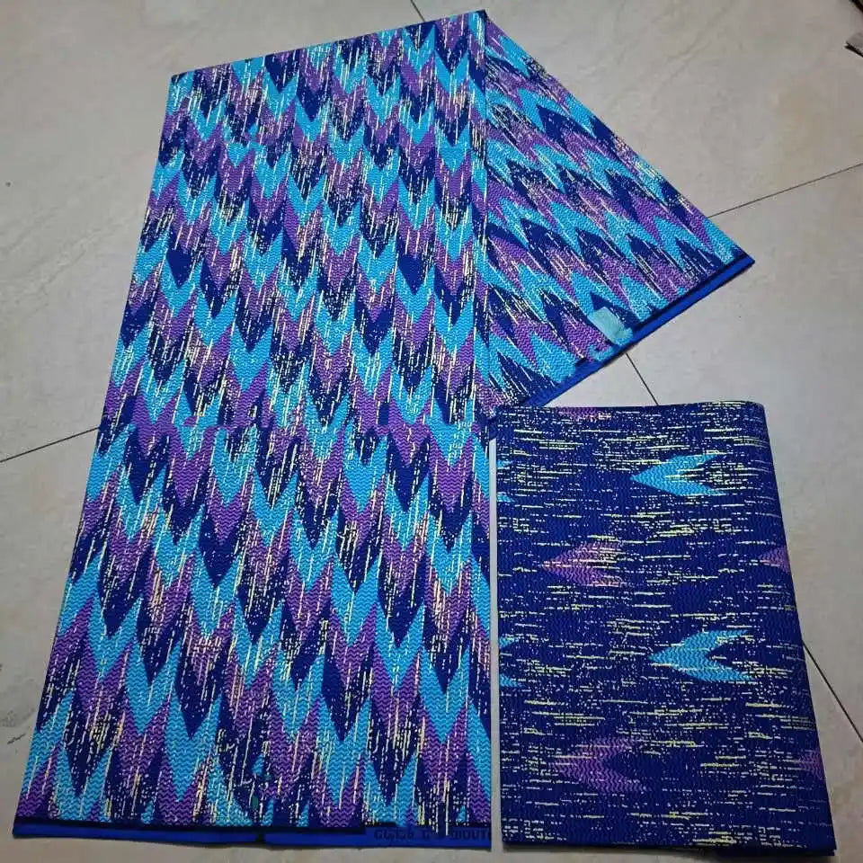 Real Ankara Wax Lace Fabric - 100% Cotton Nigerian Gold Print, 6 Yards Ghana Style Party Dress Material