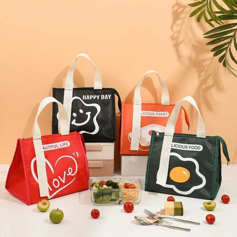 Portable Thermal Lunch Bag – Insulated Food Storage Cooler Pouch for Women & Kids, Travel Picnic Bento Handbag Organizer