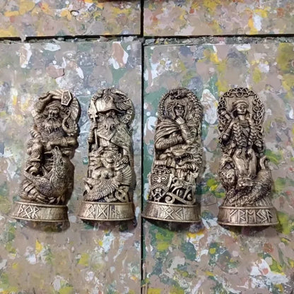 Nordic Gods Resin Figurine - Freya & Sol Viking God Sculpture Scandinavian Statue for Home Living Room Decor