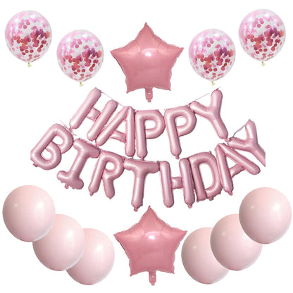 16-Inch Happy Birthday Foil Balloons Set – Pink & Blue Letter Balloons for Birthday Party Decoration
