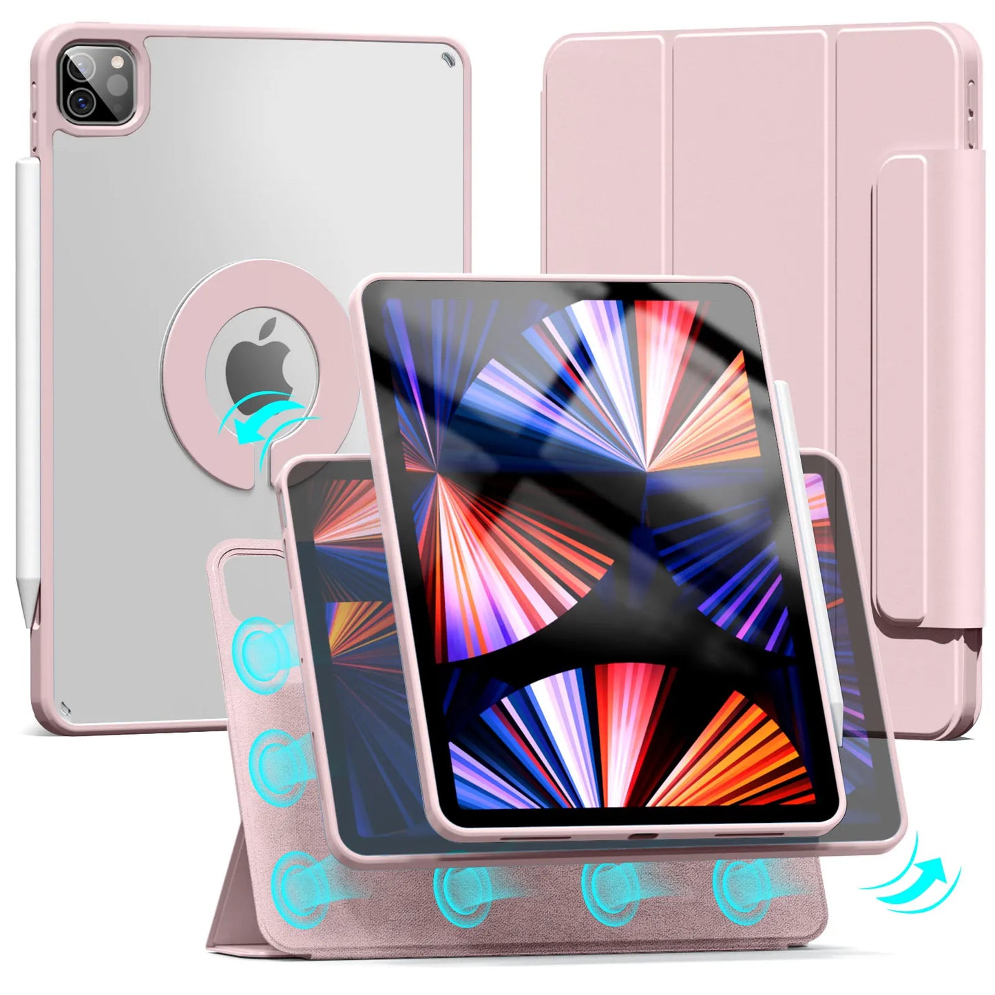 Magnetic Case for iPad 10.2, Air, Pro 11/12.9 & Mini 6 – Detachable Back Shell for 2022 Models