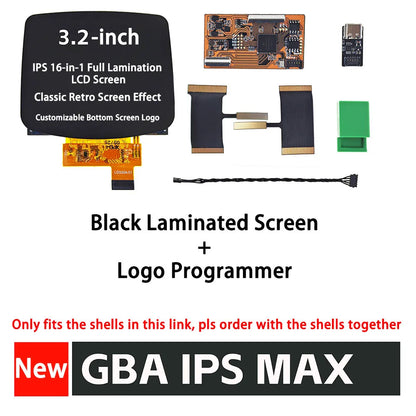 AGB IPS MAX Housing Shell Kit - Replacement Case with Buttons & Rubber Pads for 3.2-Inch GBA IPS MAX LCD