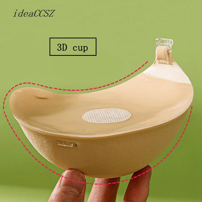 5CM Thick Women’s Invisible Push-Up Bra – Backless Adhesive Lingerie with Transparent Strap for Wedding & Small Bust Lift