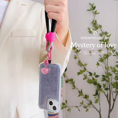 Universal Braided Phone Lanyard Strap - Cartoon Star Detachable Wrist Cord with Patch Hanging Chain Ring for Mobile Phones