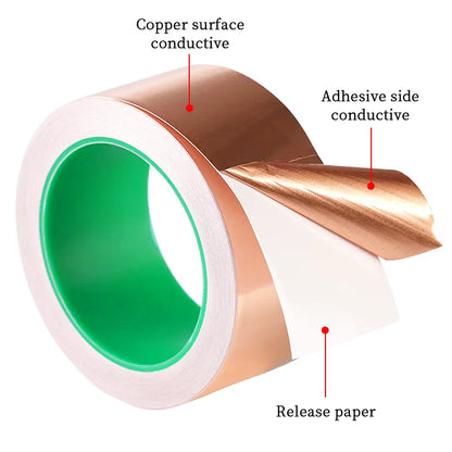 DIY Copper Foil Tape – Double-Sided Conductive Adhesive for EMI & Anti-Static Electrical Circuit Repair
