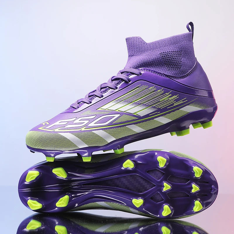 Men’s Soccer Cleats - Lightweight High-Top Football Shoes with Non-Slip Grass Grip