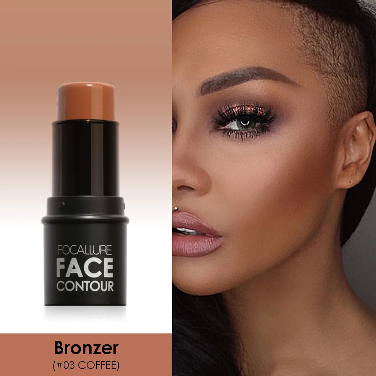 FOCALLURE Bronzer Highlighter Stick - Waterproof Body & Face Contour, Corrector & Illuminator Cream for Women's Makeup