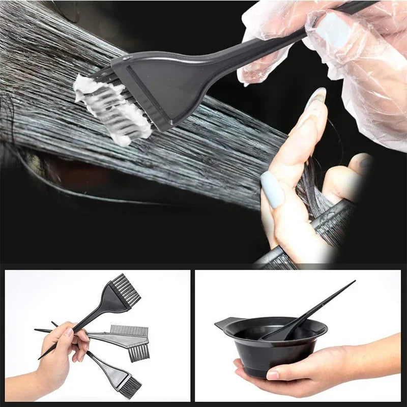 4-Piece Hair Dyeing Kit – Hair Color Mixing Bowl with Brush for DIY Salon & Home Hair Coloring and Bleaching