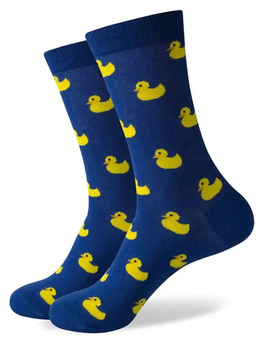 5 Pairs Men’s Cartoon Duck Boat Socks – Soft, Breathable & Comfortable Casual Daily Wear Socks Set