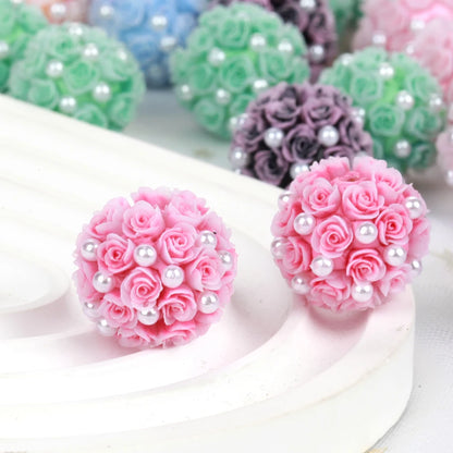 20mm Rose Flower Ball Pearl Beads – 1/3/5PCS Polymer Acrylic Beads for DIY Jewelry Making, Necklaces, Bracelets & Earrings