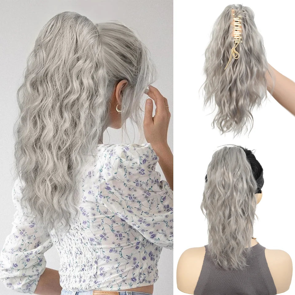 LUPU 14" Synthetic Curly Claw Clip-In Ponytail – Heat-Resistant Fashion Hair Extension for Daily Wear, Halloween & Holidays