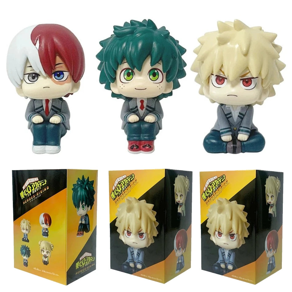 10cm My Hero Academia Anime Figures – Midoriya Izuku, Bakugo Katsuki & Todoroki Shoto PVC Action Statuette Collectible Toy Set