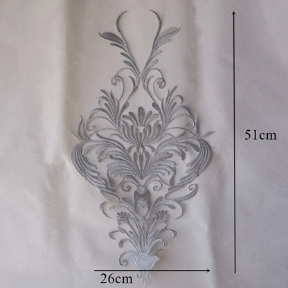 Silver Baroque Sequin Flower Applique – Embroidered Iron-On Patch for Wedding & DIY Crafts