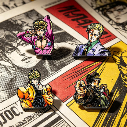 4-Pack Kawaii Adventure Enamel Lapel Pins - Classic Anime Character Brooch Badges for Japanese Manga Fans and Collectors