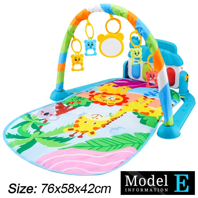 Baby Fitness Play Gym - Newborn Piano Activity Mat with Music, Crawling Blanket & Early Education Toys 0-36 Months