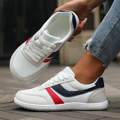 Wide Toe Barefoot Canvas Sneakers – Breathable Mesh Casual Flat Shoes for Women & Men Fashion Comfort Walking Footwear
