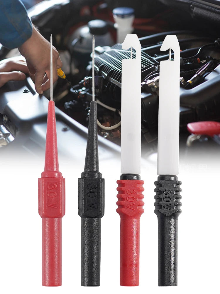 30V Car Test Probe Leads - Auto Multimeter Extension Back Piercing Needle Tips for Diagnostic Testing