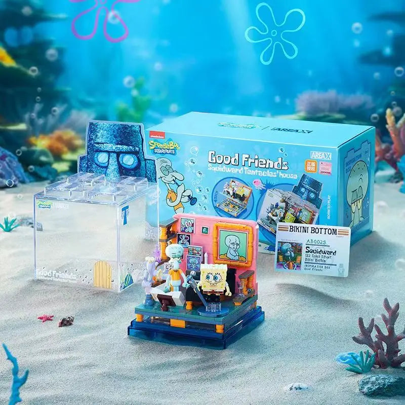 Spongebob Building Blocks Set — Patrick Star, Krusty Krab & Squidward Tentacles Desktop Model Toy for Kids & Gifts