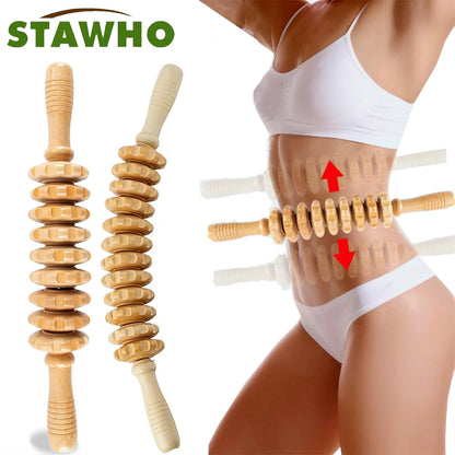 Curved Wooden Cellulite Roller – Body Shaping Massage Tool for Stomach & Lymphatic Drainage Therapy