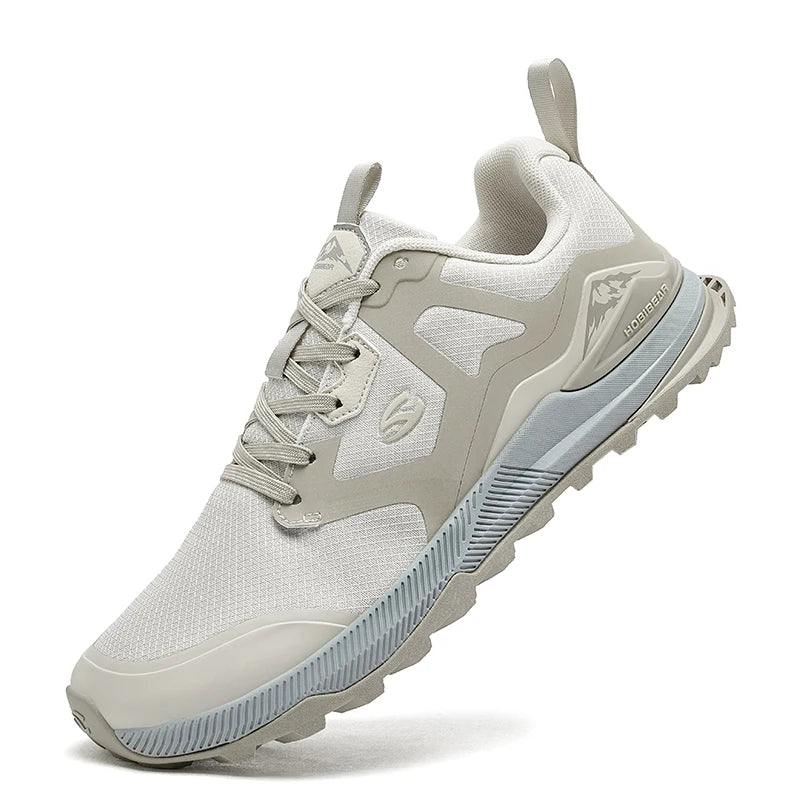 HOBIBEAR Unisex Hiking Sneakers – Lace-Up Outdoor Walking Shoes with Artificial Leather