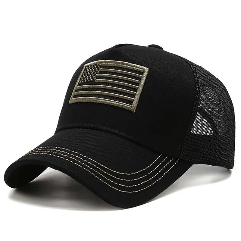 Fashion American Flag Embroidery Baseball Net Caps - Adjustable Casual Hats for Spring and Summer Outdoor Sunscreen Protection