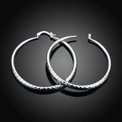 Charms 925 Sterling Silver 5CM Circle Hoop Earrings for Women - Fashionable Wedding Party Jewelry, Holiday Gifts