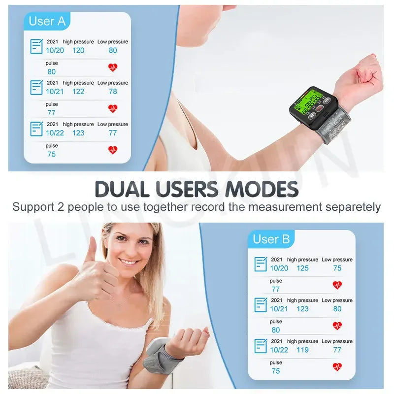 English Voice Digital Wrist Blood Pressure Monitor – High-Accuracy Electronic Sphygmomanometer Tonometer