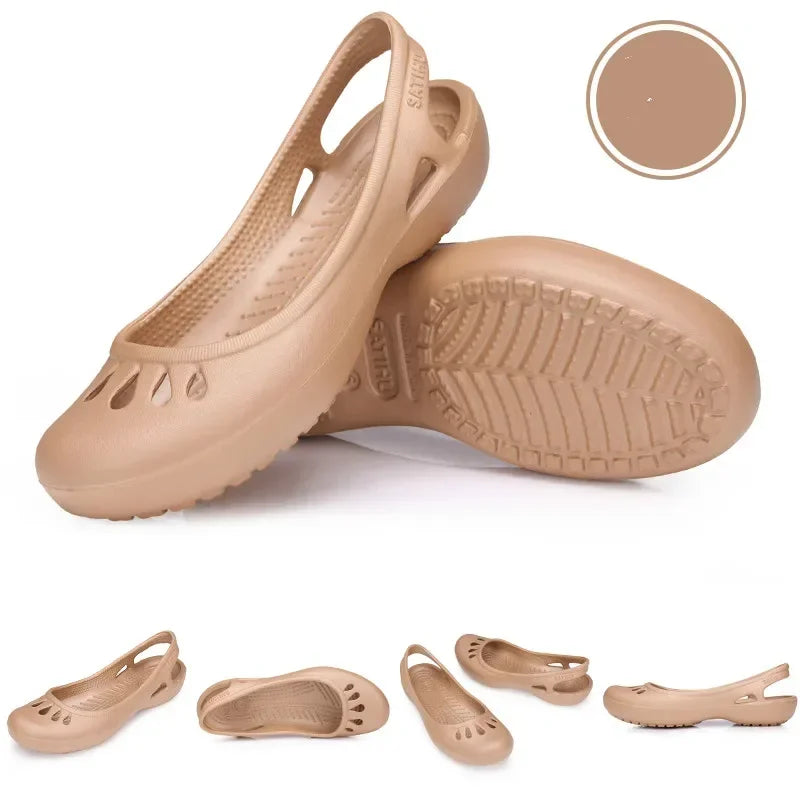 RYAMAG Women’s Clogs Jelly Sandals – Non-Slip Summer Hole Shoes, Waterproof EVA Flat Slippers for Home & Garden