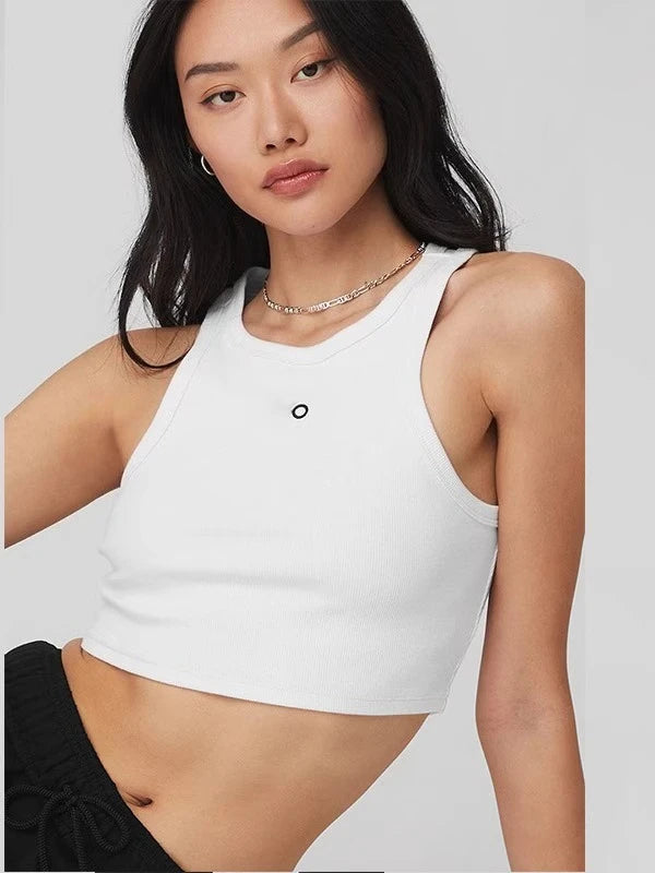Summer Knitted Sports Vest – Breathable Cotton Tank Top for Fitness, Yoga, Running & Pilates