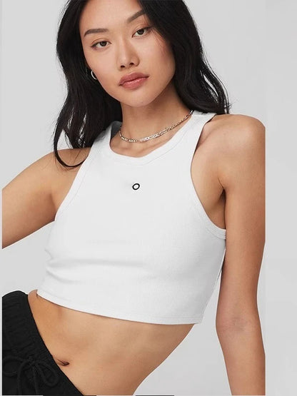 Summer Knitted Sports Vest – Breathable Cotton Tank Top for Fitness, Yoga, Running & Pilates