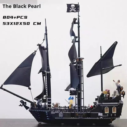 Pirates Black Pearl Ship Building Blocks – 1:1 Caribbean Adventure Boat Model Toy for Kids & Adults