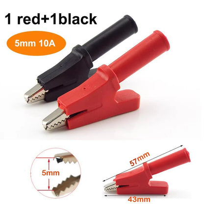 Alligator Clip Banana Plug Adapter - 10A-50A Insulated 2mm/4mm Multimeter Test Lead Clips