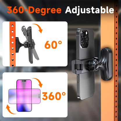 LRBH Magnetic Phone Holder - 360° Adjustable Retractable Clamp for Gym, Kitchen & Work