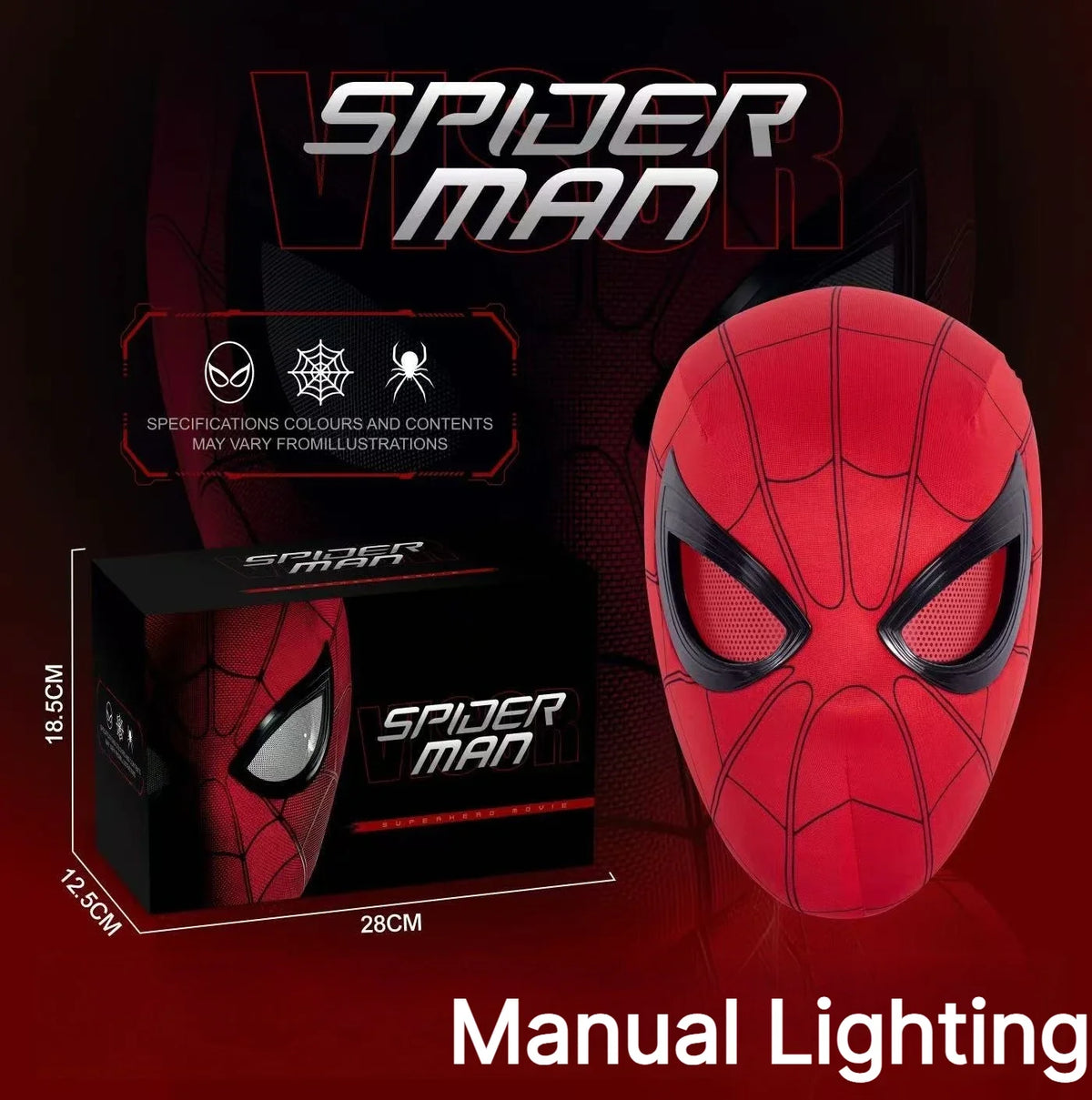 Miles Spider-Man 1:1 Electronic Mask - Moving Glowing Eyes with Ring Control for Cosplay & Collectors