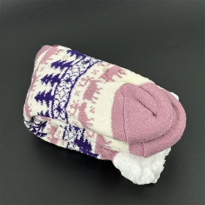 Fuzzy Plush Winter Socks - Warm Non-Slip Snowflake Slipper Socks for Women, Home & Sleeping