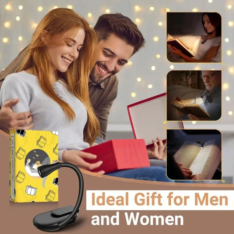 Mini LED Book Light – Adjustable Clip-On 360° Flip Eye Protection Lamp, Rechargeable 3-Color Reading Light for Travel & Bedroom