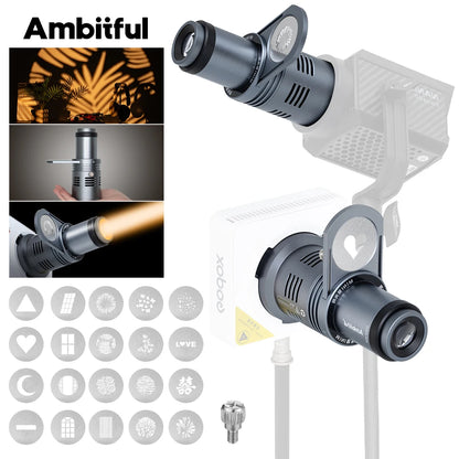 Ambitful AL20 Conical Snoot Optical Condenser - Shaped Beam Light Modifier for Mini Bowens Mount Godox, Yongnuo and Zhiyun Lights